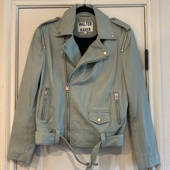 Walter Baker Leather Jacket, Light Blue - Picture 1 of 3